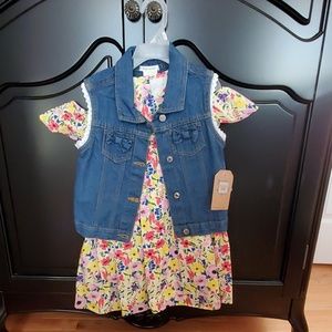 Summer Floral Cold Shoulder Dress Set